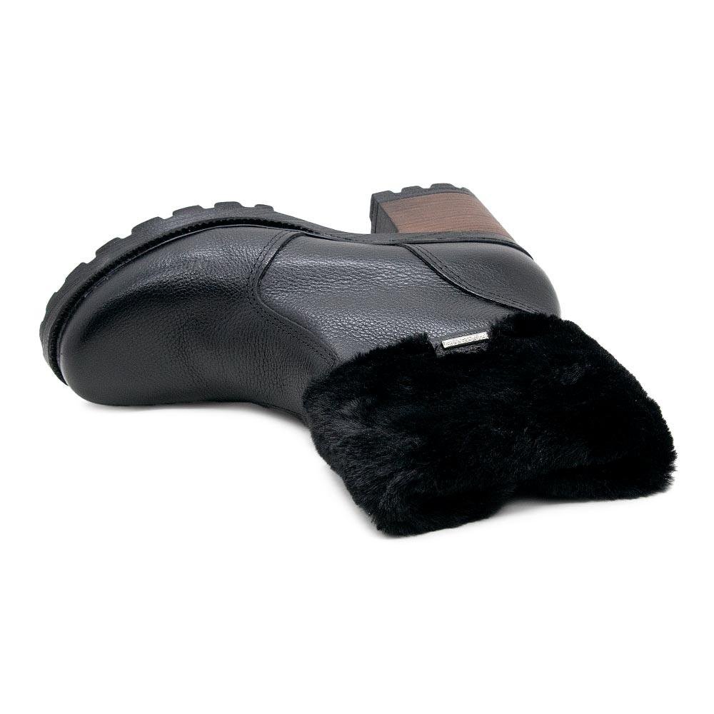 Bota Cano Curto Feminina Pegada 281328 Couro Preta Preto 3