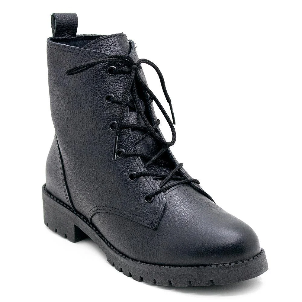 Bota Coturno Cano Curto Estilo Mix 27100 Preta Preto 1
