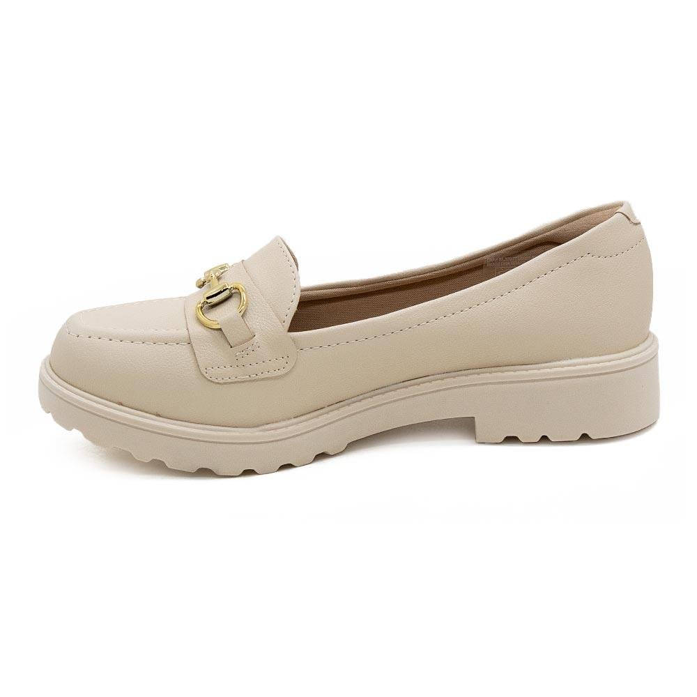 Mocassim Feminino Loafer Modare 7357.106 Creme Bege 2