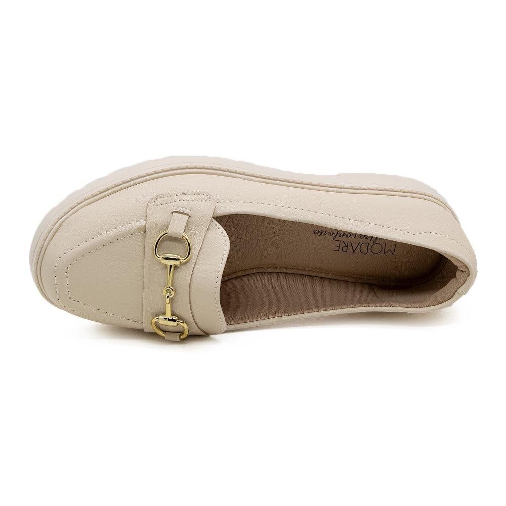 Mocassim Feminino Loafer Modare 7357.106 Creme Bege 3