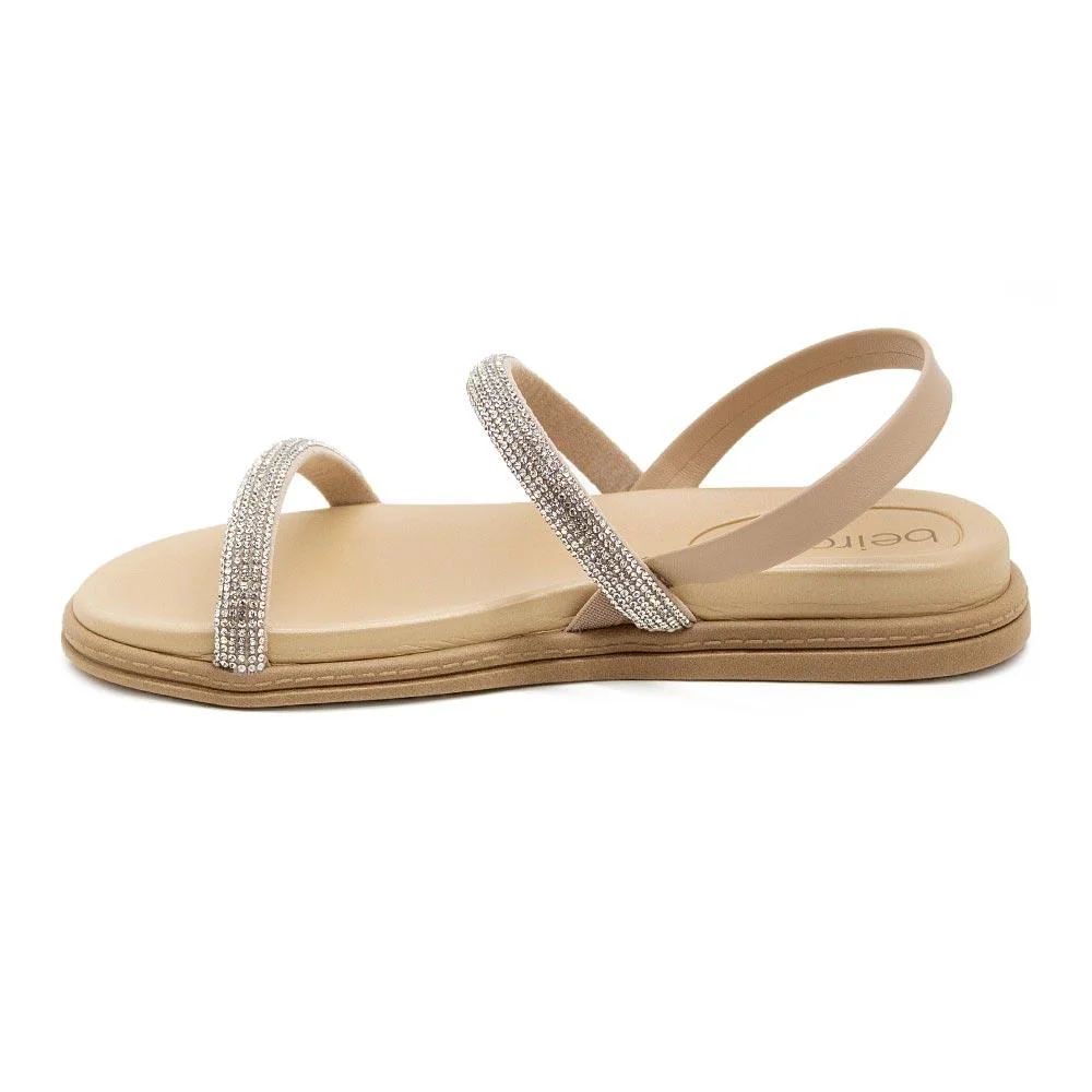 Sandália Feminina Beira Rio Brilho 8488.109 Bege Bege 2