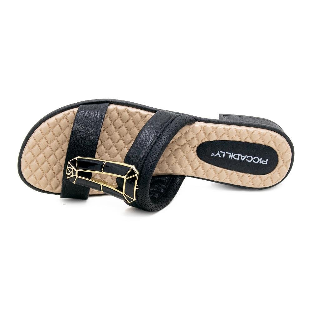 Tamanco Feminino Salto Baixo Piccadilly 590025 Preto Preto 3