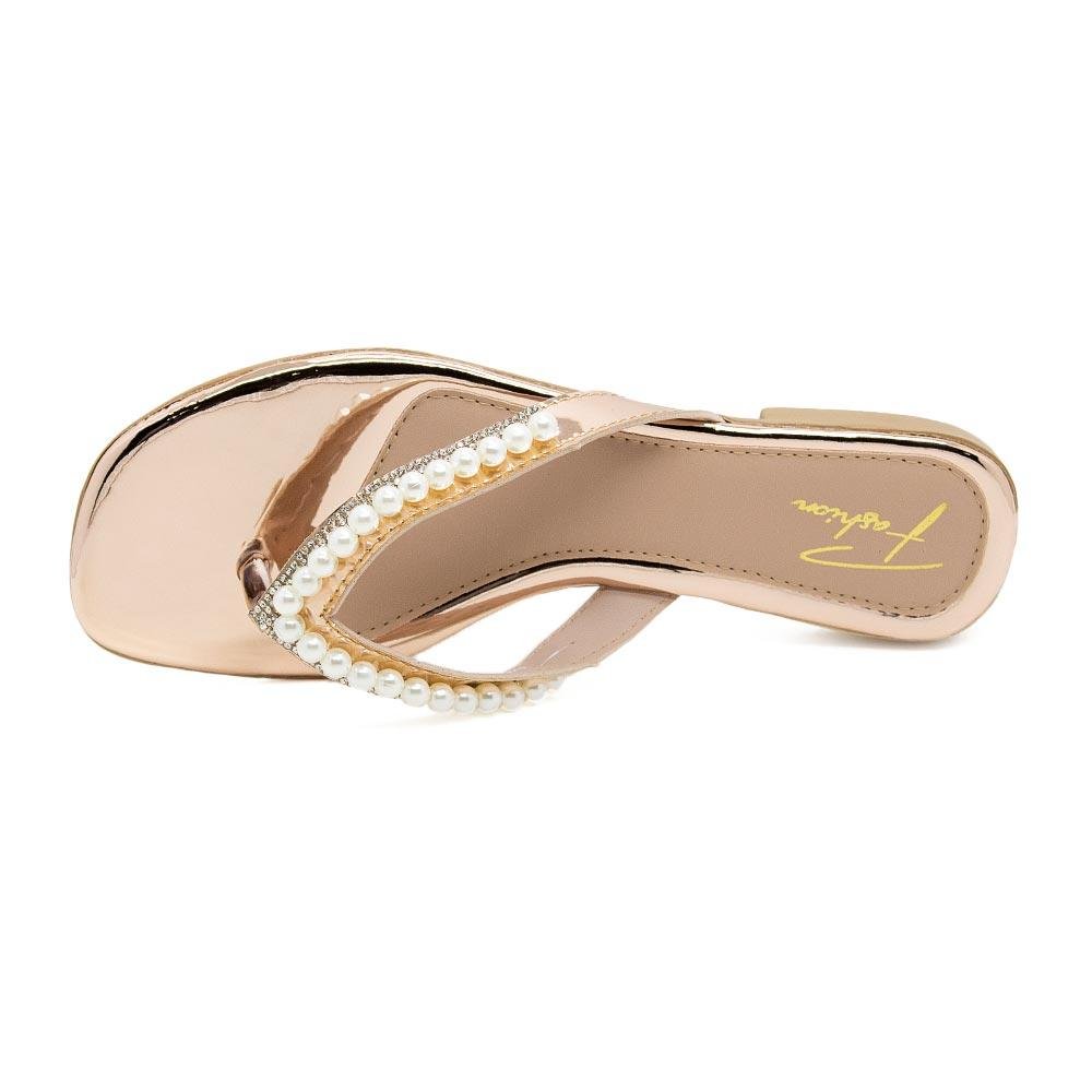 Rasteira Feminina Fashion Fz 206 Ouro Rose Rosa 3