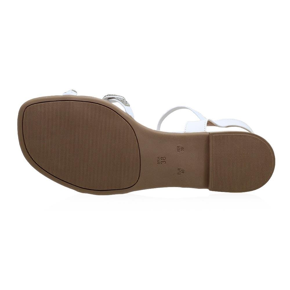 Sandália Rasteira Pedraria Feminina Fashion Fz 02.0083 Branca Branco 4