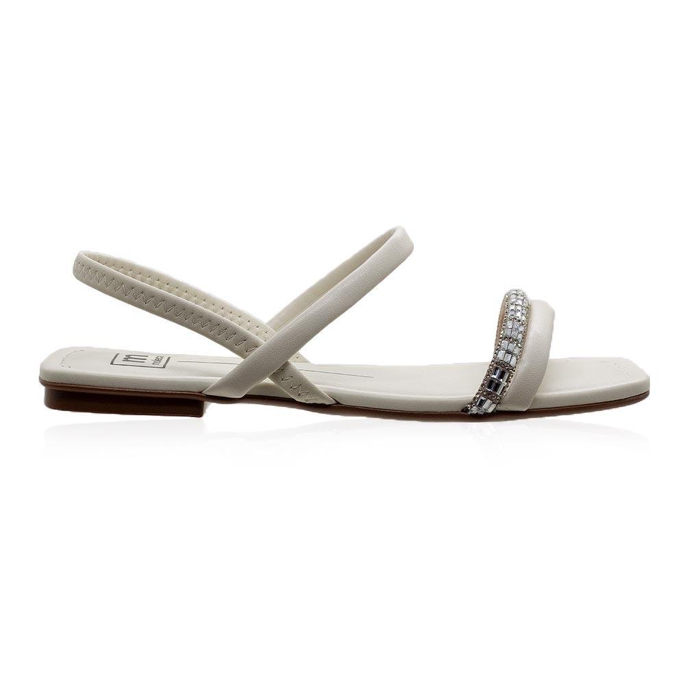 Sandália Rasteira Feminina Moleca 5462.111 Off White Branco 1