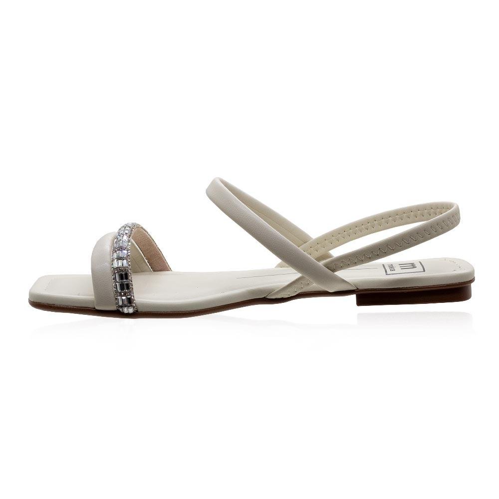 Sandália Rasteira Feminina Moleca 5462.111 Off White Branco 2