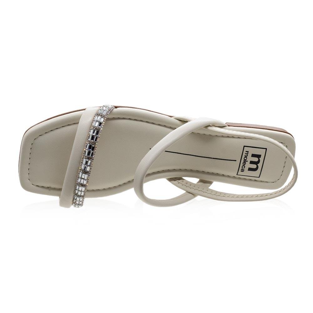 Sandália Rasteira Feminina Moleca 5462.111 Off White Branco 3