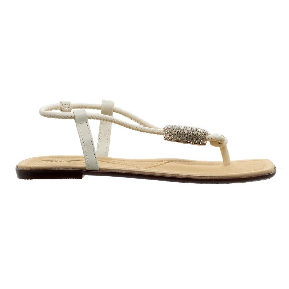 Sandália Feminina Rasteira Moleca 5498.204 Offwhite Branco 1