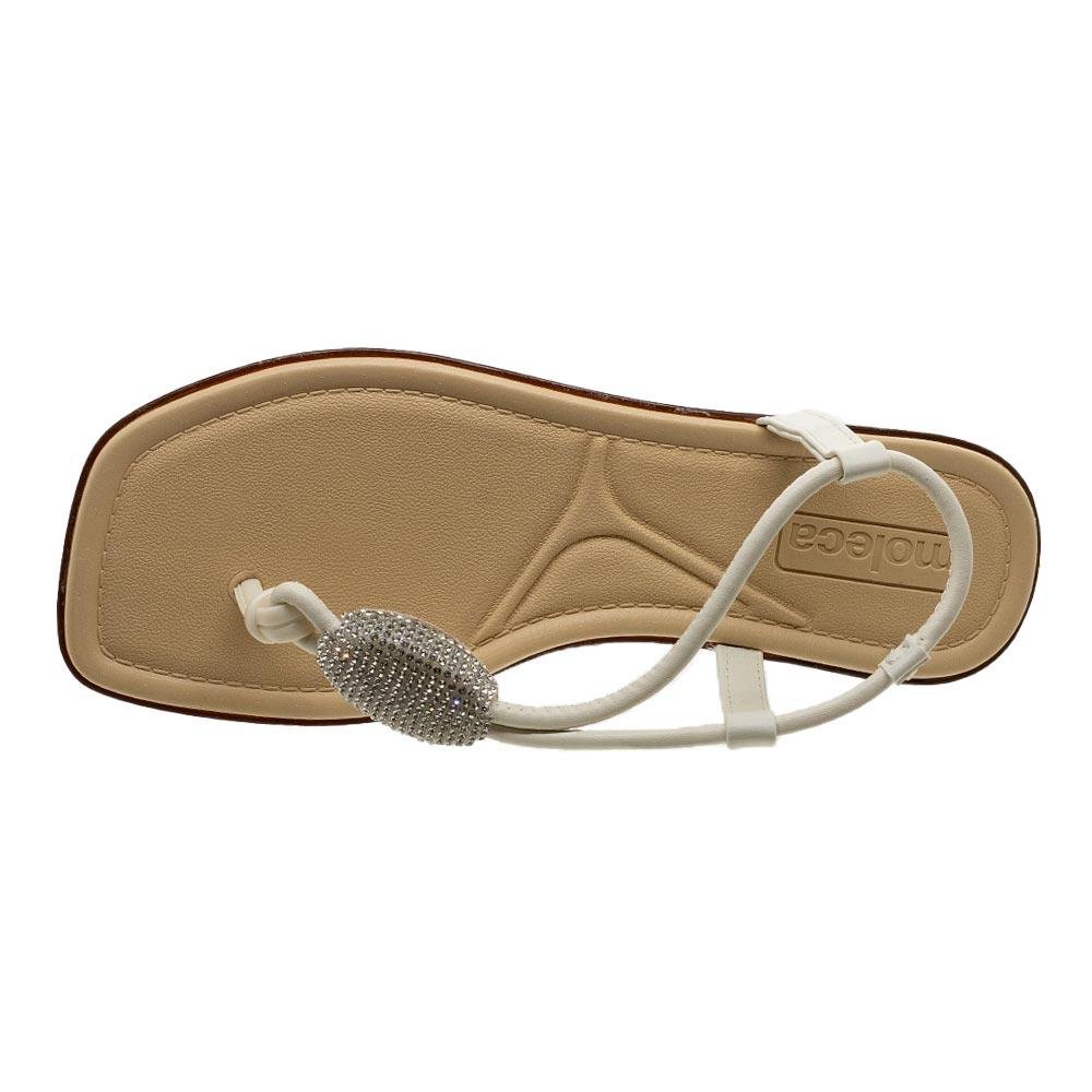 Sandália Feminina Rasteira Moleca 5498.204 Offwhite Branco 3