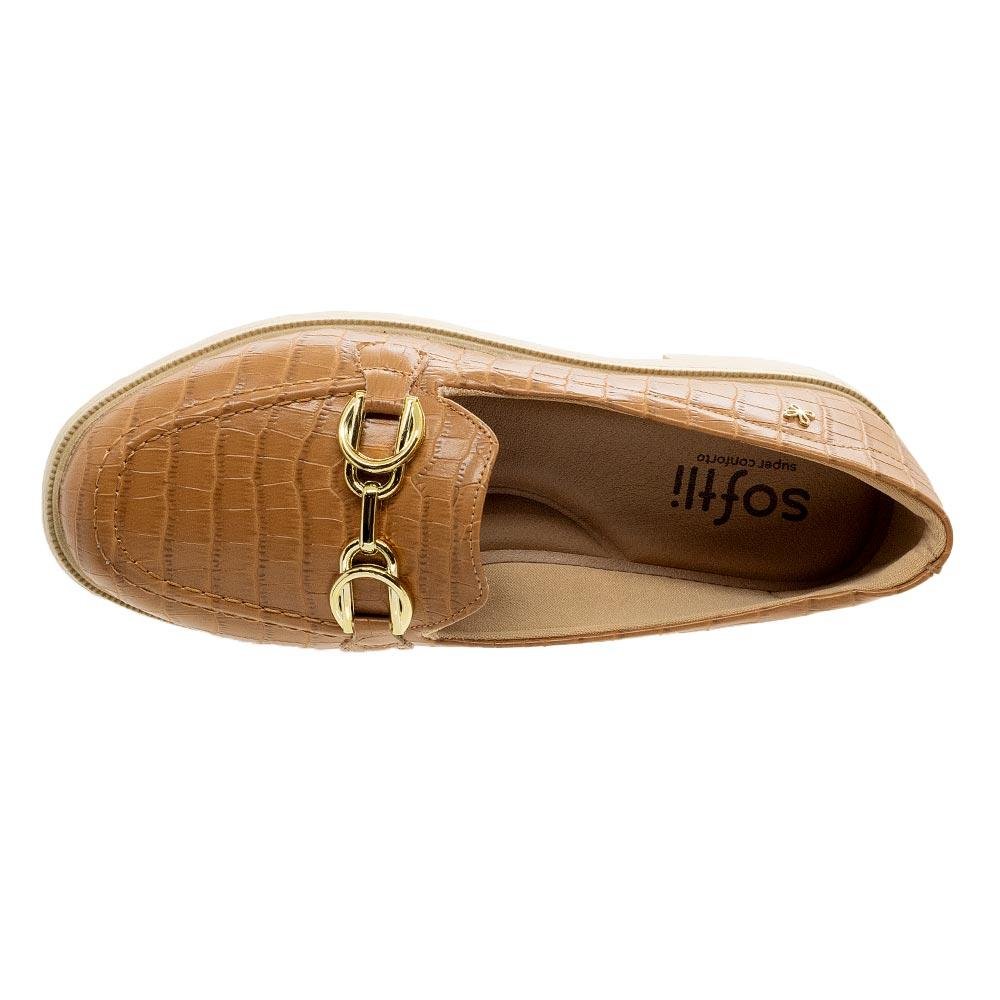 Mocassim Feminino Loafer Softli 10003 Caramelo Marrom 3