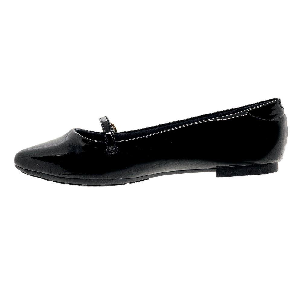Sapatilha Feminina Softli  Bico Fino Mary Jane 10000 Preto Preto 2