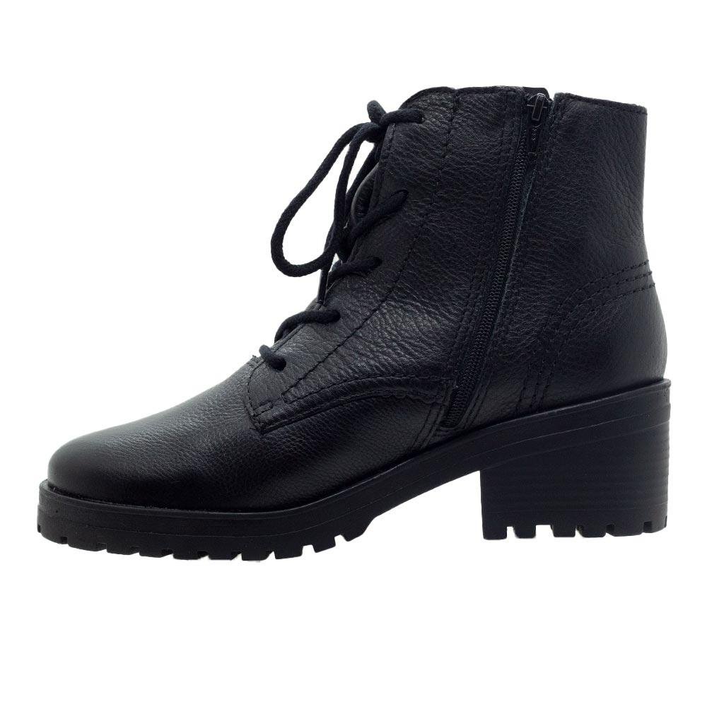 Bota Coturno Tratorado Couro Feminino Bottero 335301 Preto Preto 2