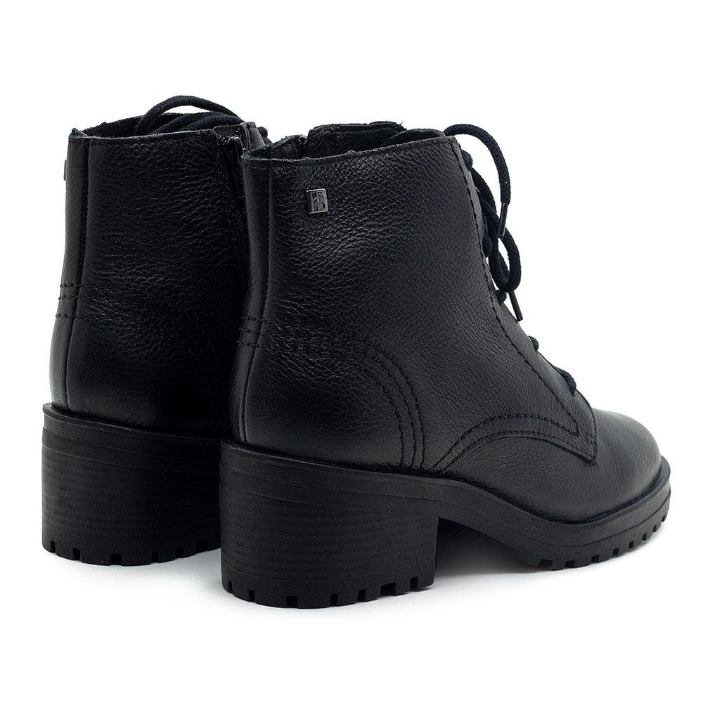 Bota Coturno Tratorado Couro Feminino Bottero 335301 Preto Preto 3