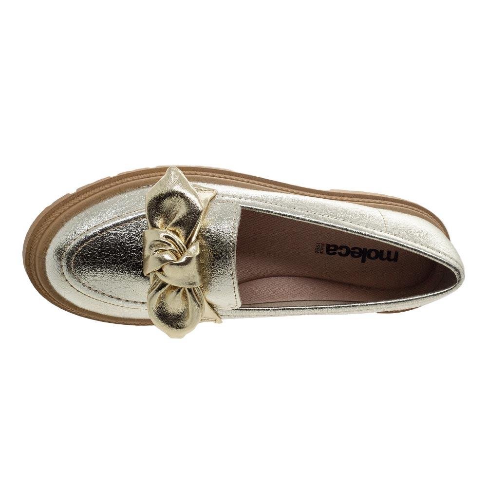 Mocassim Feminino Loafer Moleca 5775.108 Dourado Dourado 3