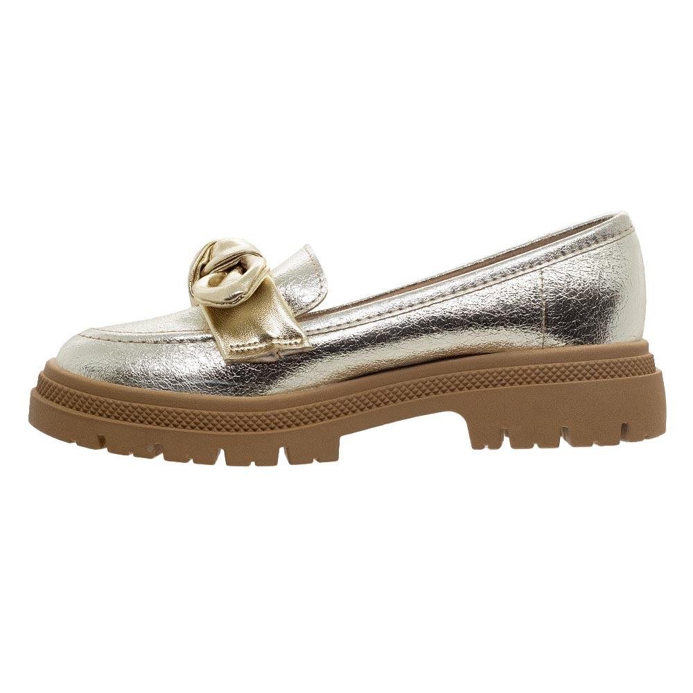 Mocassim Feminino Loafer Moleca 5775.108 Dourado Dourado 2