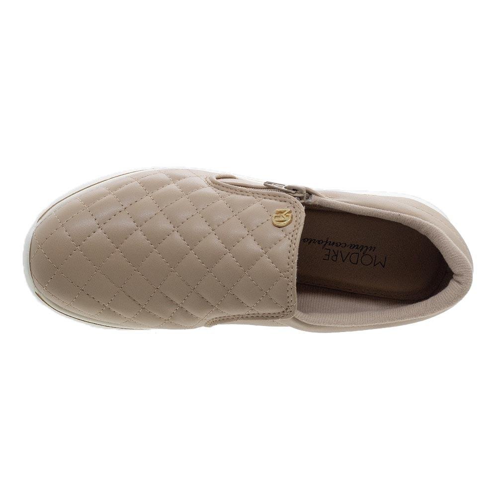 Tênis Casual Slip On Feminino Modare 7358.224 Bege Bege 3
