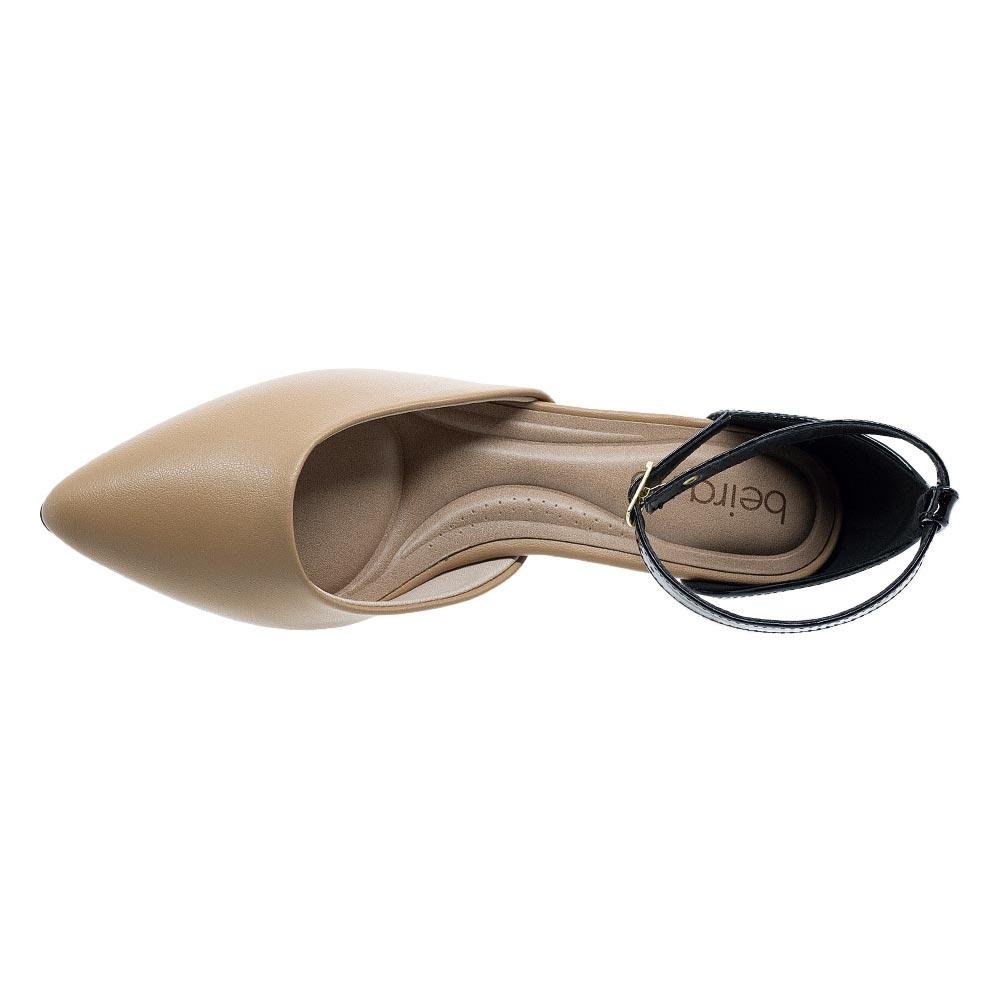 Sapato Beira Rio Salto Baixo Feminino Scarpin 4182.204 Nude Preto 3