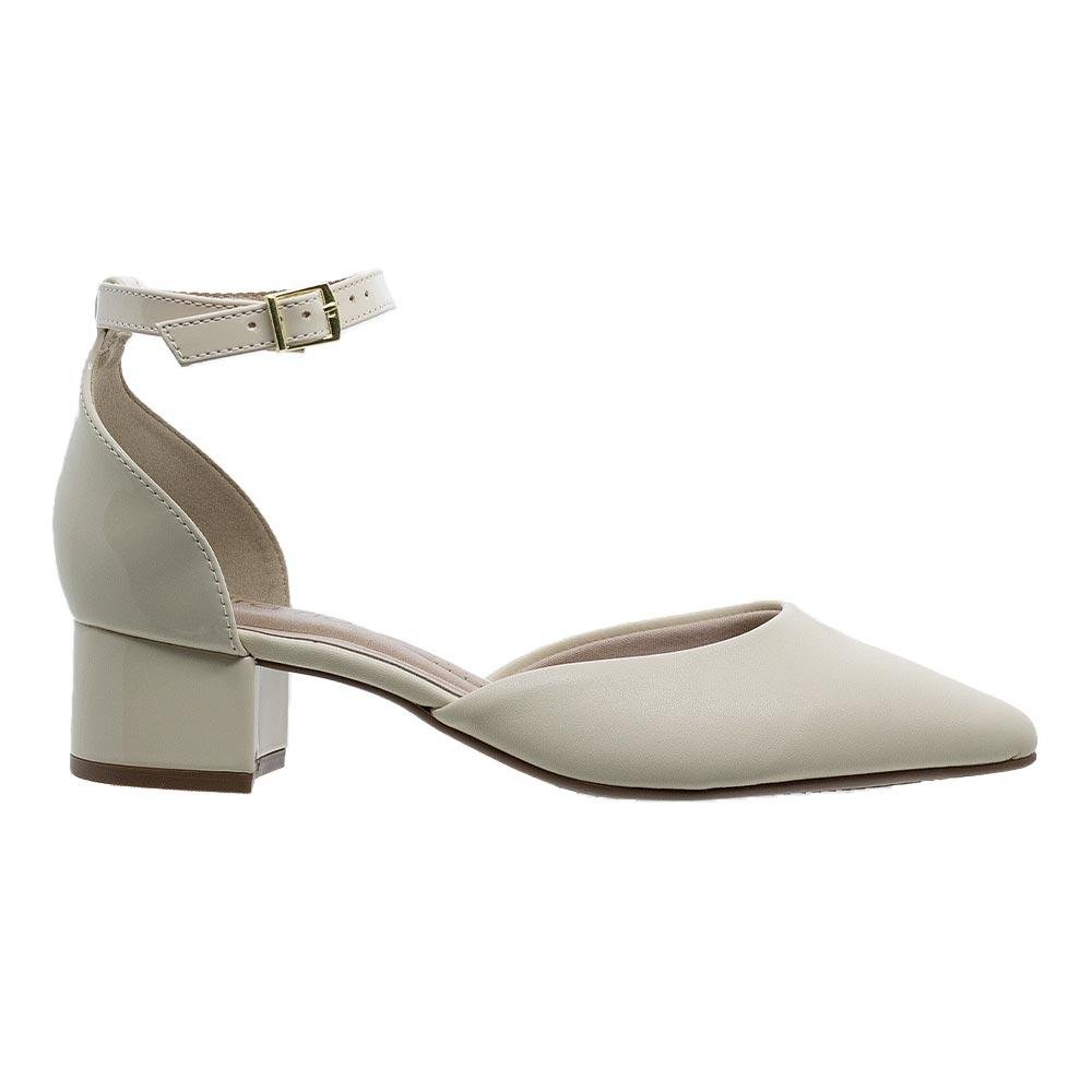 Sapato Beira Rio Salto Baixo Feminino Scarpin 4182.204 Creme Bege 1