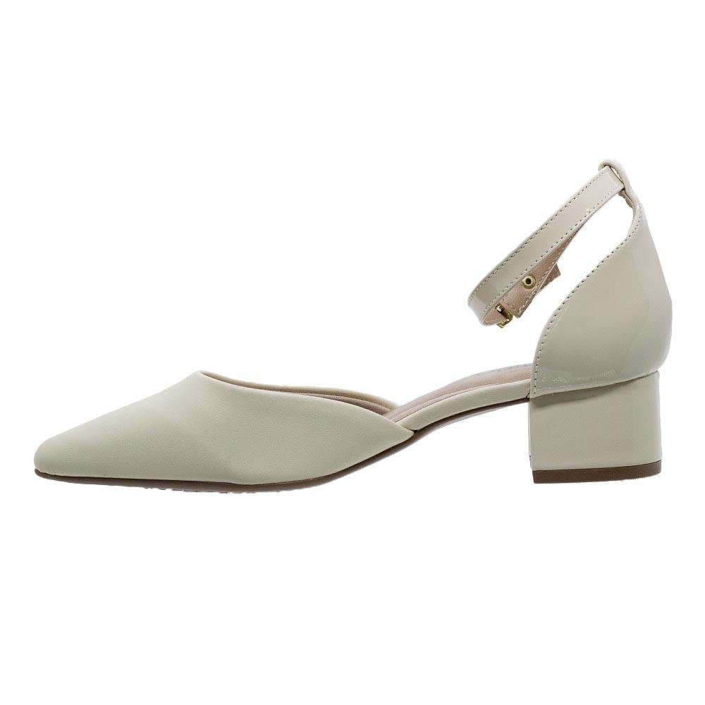 Sapato Beira Rio Salto Baixo Feminino Scarpin 4182.204 Creme Bege 2