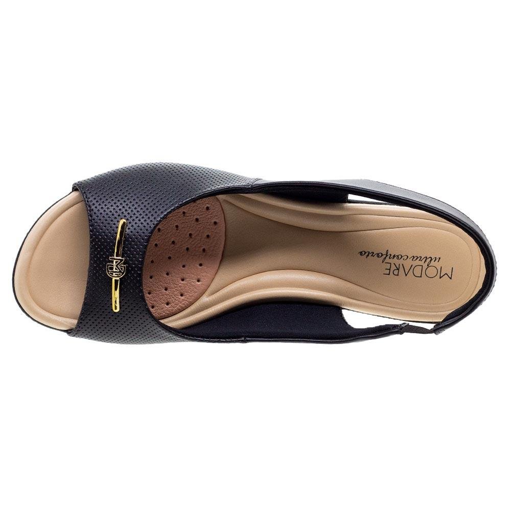Sandália Anabela Peep Toe Modare 7127.253 Preta Preto 3