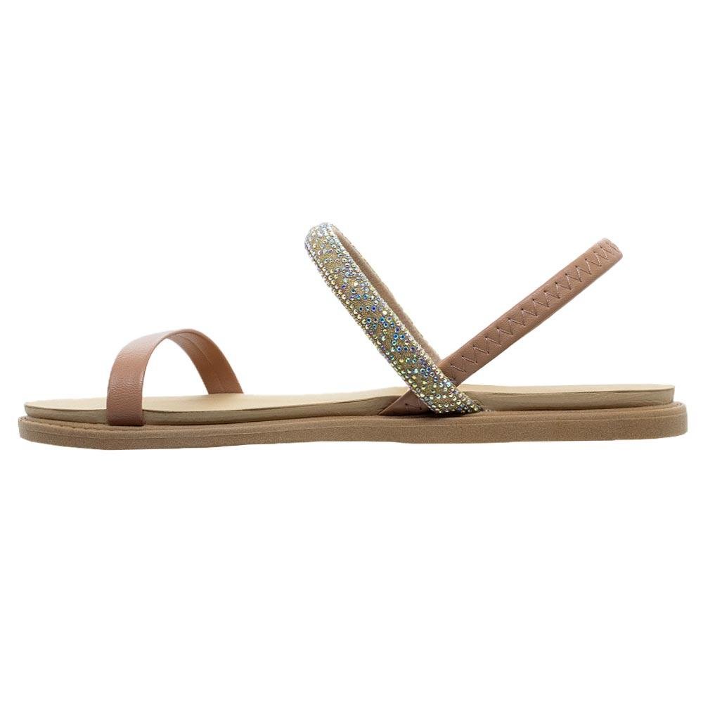 Sandália Rasteira Feminina Moleca 5443.231 Creme Bege 2