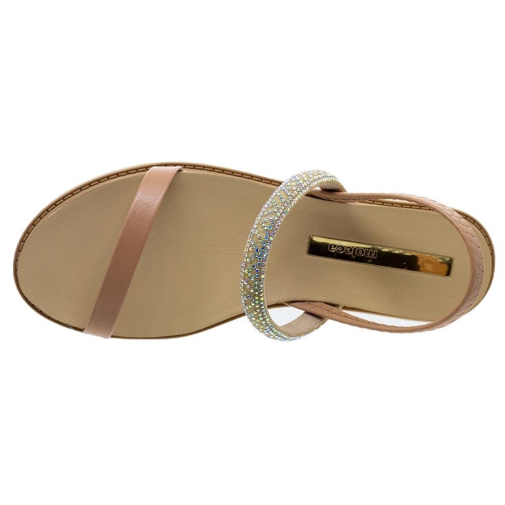 Sandália Rasteira Feminina Moleca 5443.231 Creme Bege 3