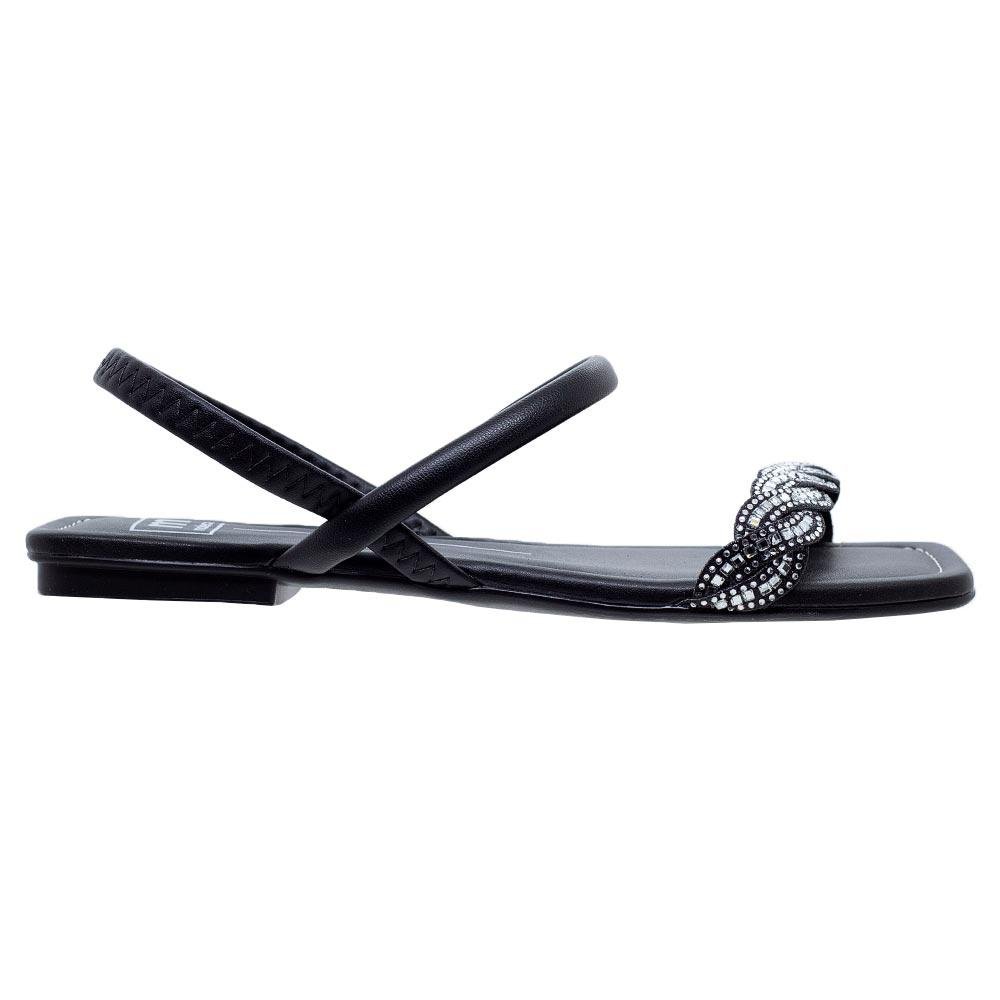 Sandália Rasteira Feminina Moleca 5462.132 Preto Preto 1