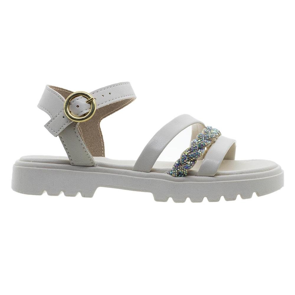Sandália Papete Infantil Menina Molekinha 2344.128 OffWhite Branco 1