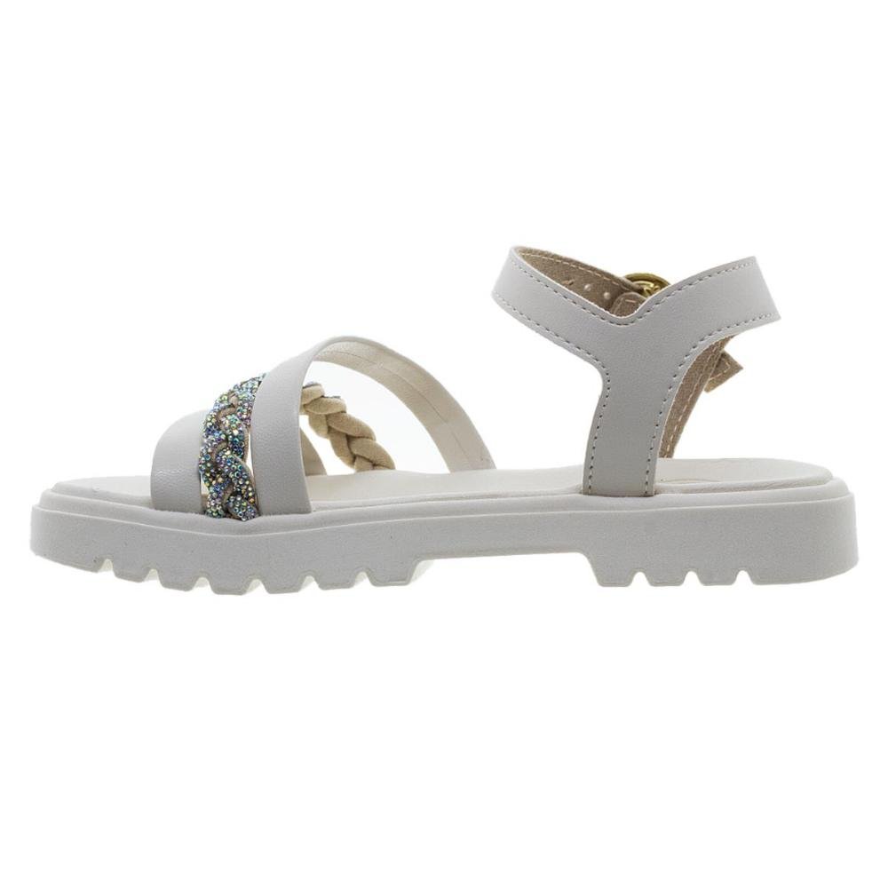 Sandália Papete Infantil Menina Molekinha 2344.128 OffWhite Branco 2