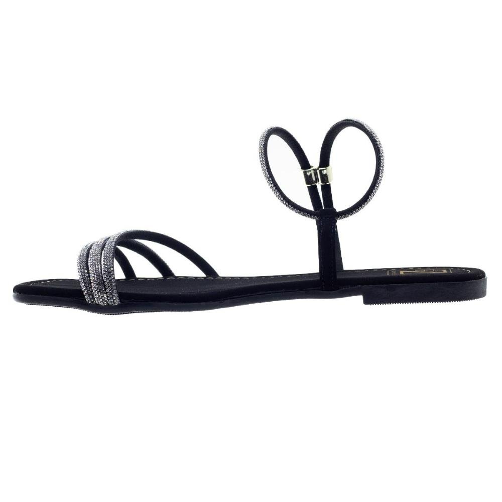 Sandália Rasteira Feminina Fashion Fz 02.0564 Preta Preto 2