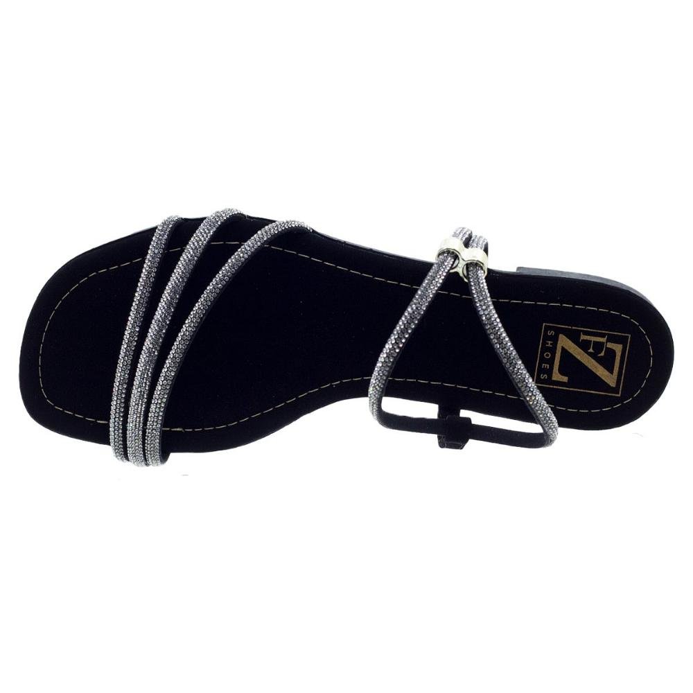 Sandália Rasteira Feminina Fashion Fz 02.0564 Preta Preto 3