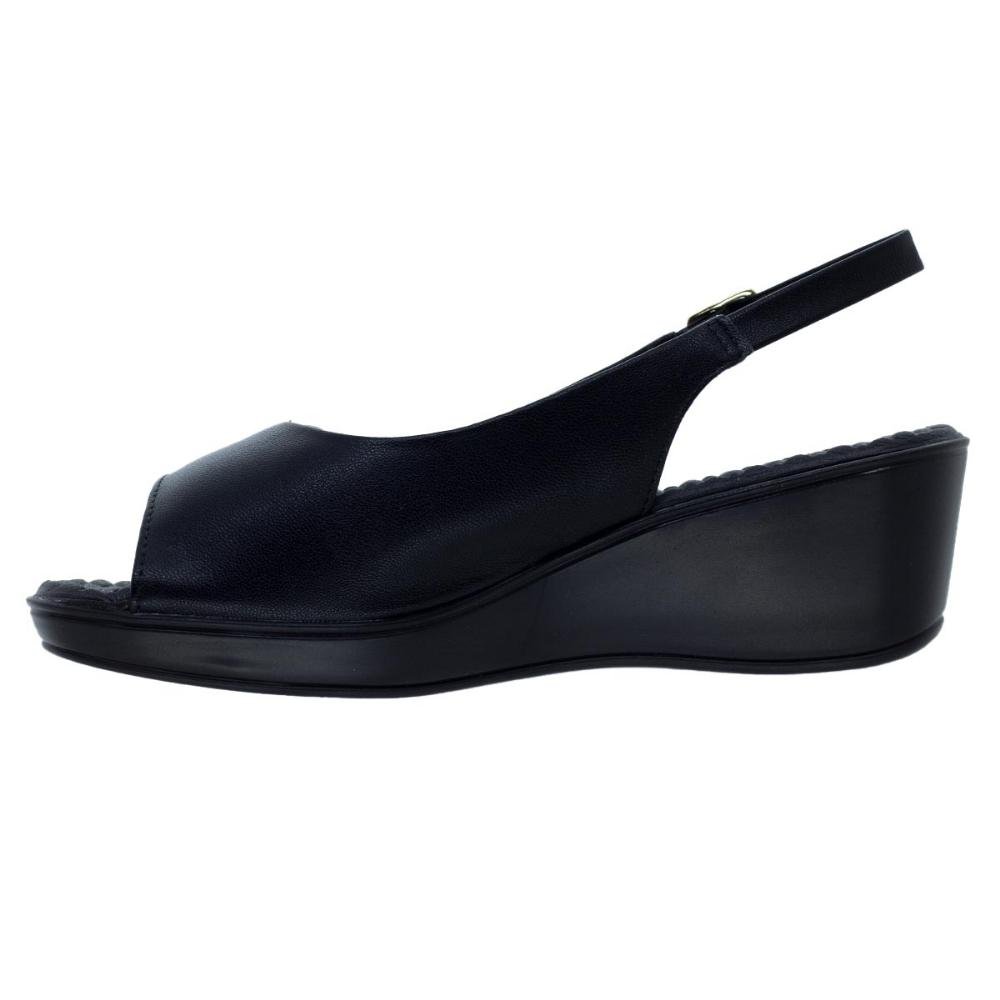 Sandália Anabela Peep Toe Feminina Piccadilly 540324 Preta Preto 2