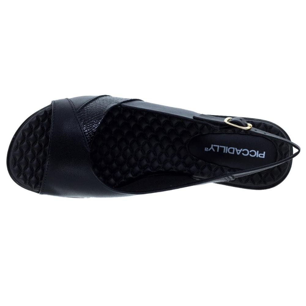 Sandália Anabela Peep Toe Feminina Piccadilly 540324 Preta Preto 3