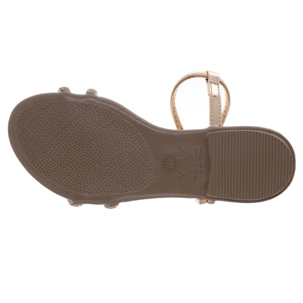 Sandália Rasteira Infantil Menina Fashion Fz 907-65 Dourada Dourado 4