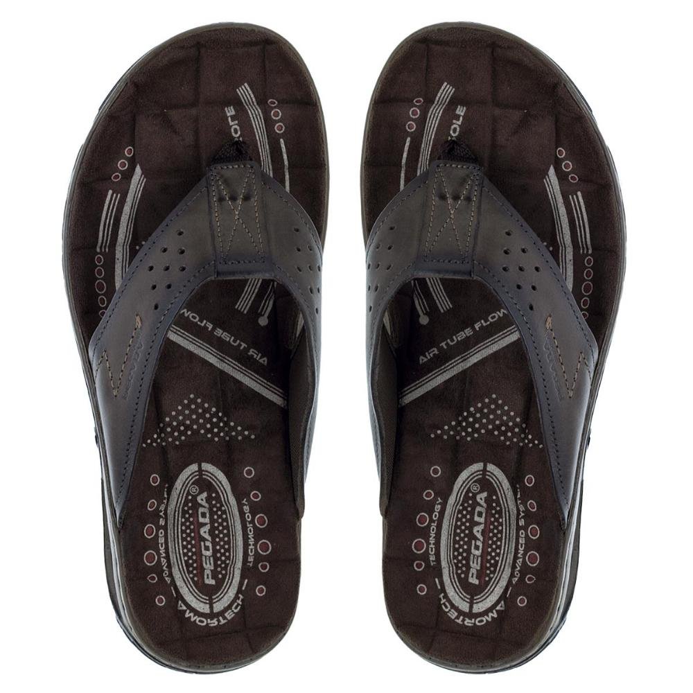 Chinelo Masculino Pegada 131663 Couro Cravo Marrom 1