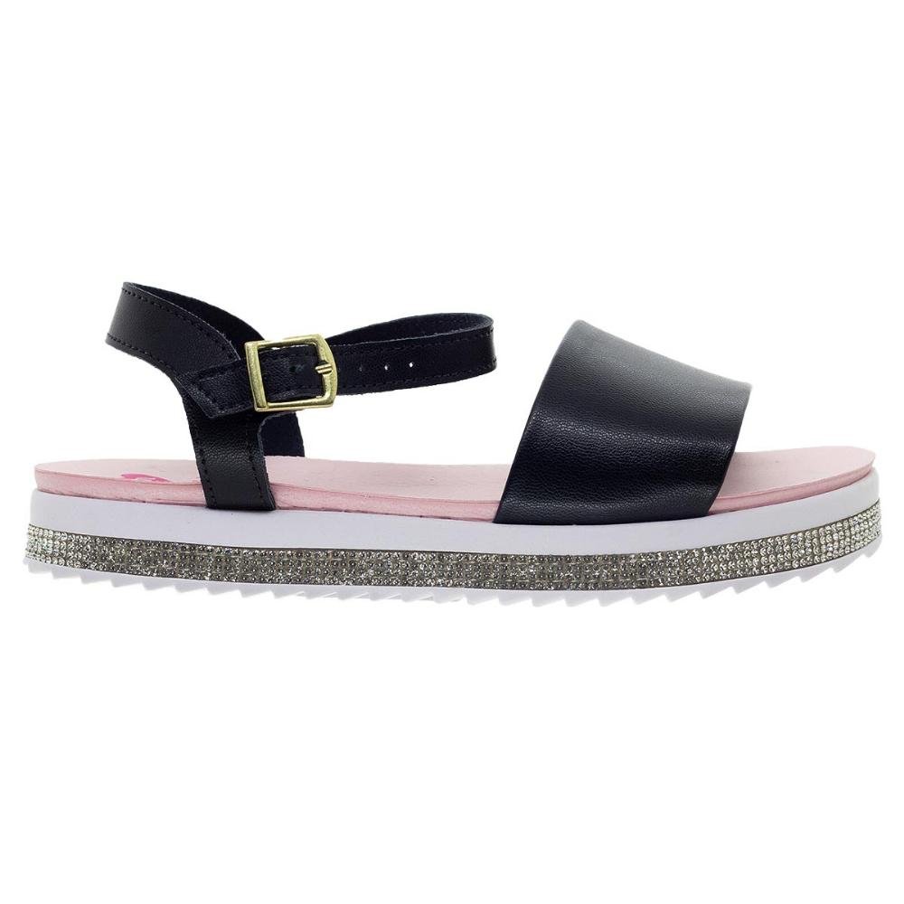 Sandália Rasteira Infantil Menina Molekinha 2305.1812 Preto Preto 2