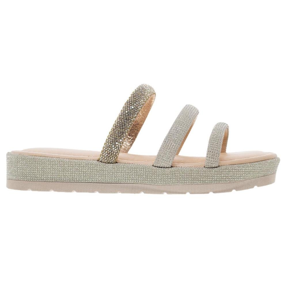 Sandália Papete Feminina Mississipi MB811 Dourado Prata 1