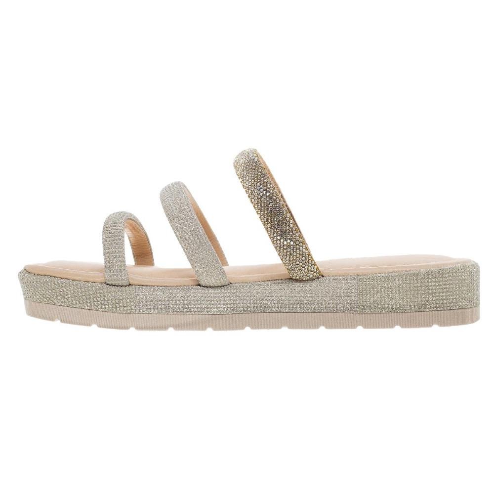 Sandália Papete Feminina Mississipi MB811 Dourado Prata 2