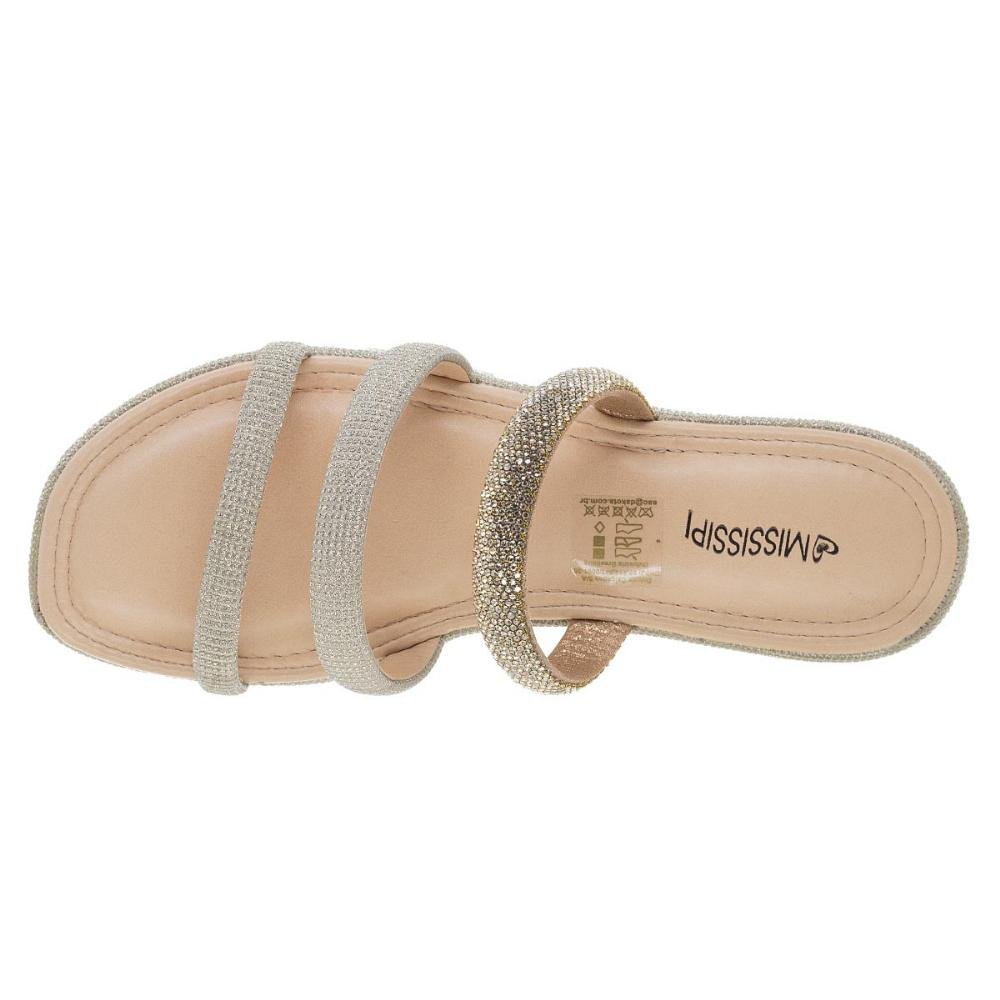 Sandália Papete Feminina Mississipi MB811 Dourado Prata 3