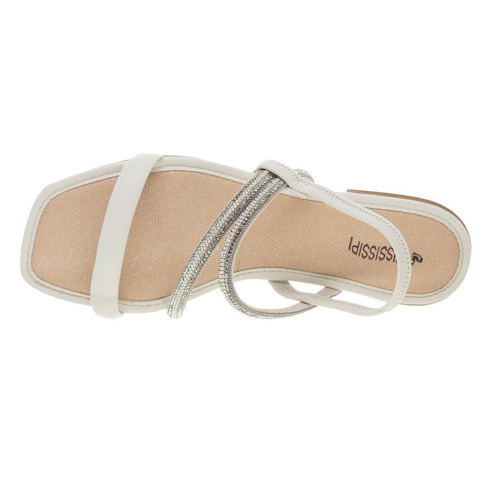 Sandália Rasteira Feminina Mississipi MB752 Off White Branco 3