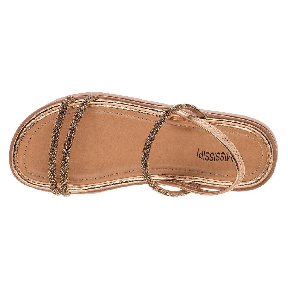 Sandália Rasteira Papete Feminina Mississipi MI715 Bronze Dourado 3