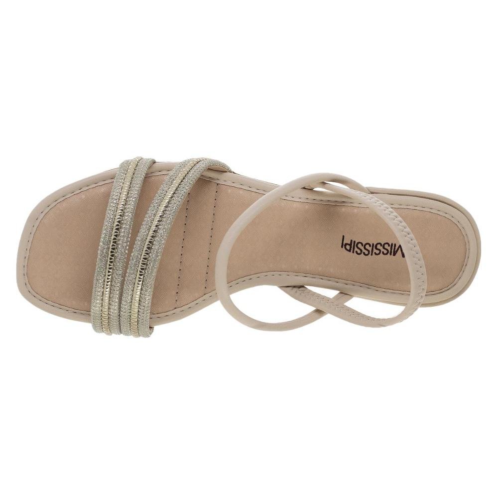 Sandália Rasteira Feminina Mississipi MB943 Off White Branco 3