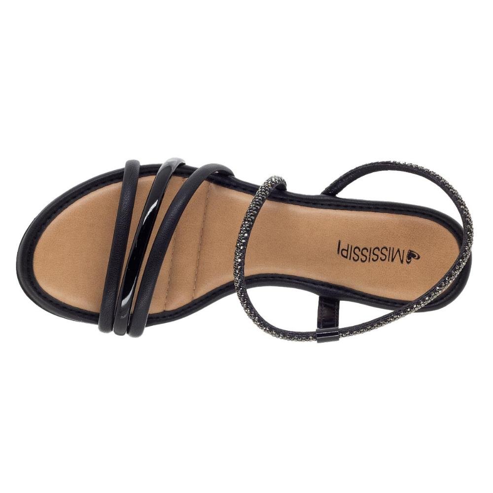 Sandália Salto Médio Bloco Feminina Mississipi MC413 Preto Preto 3