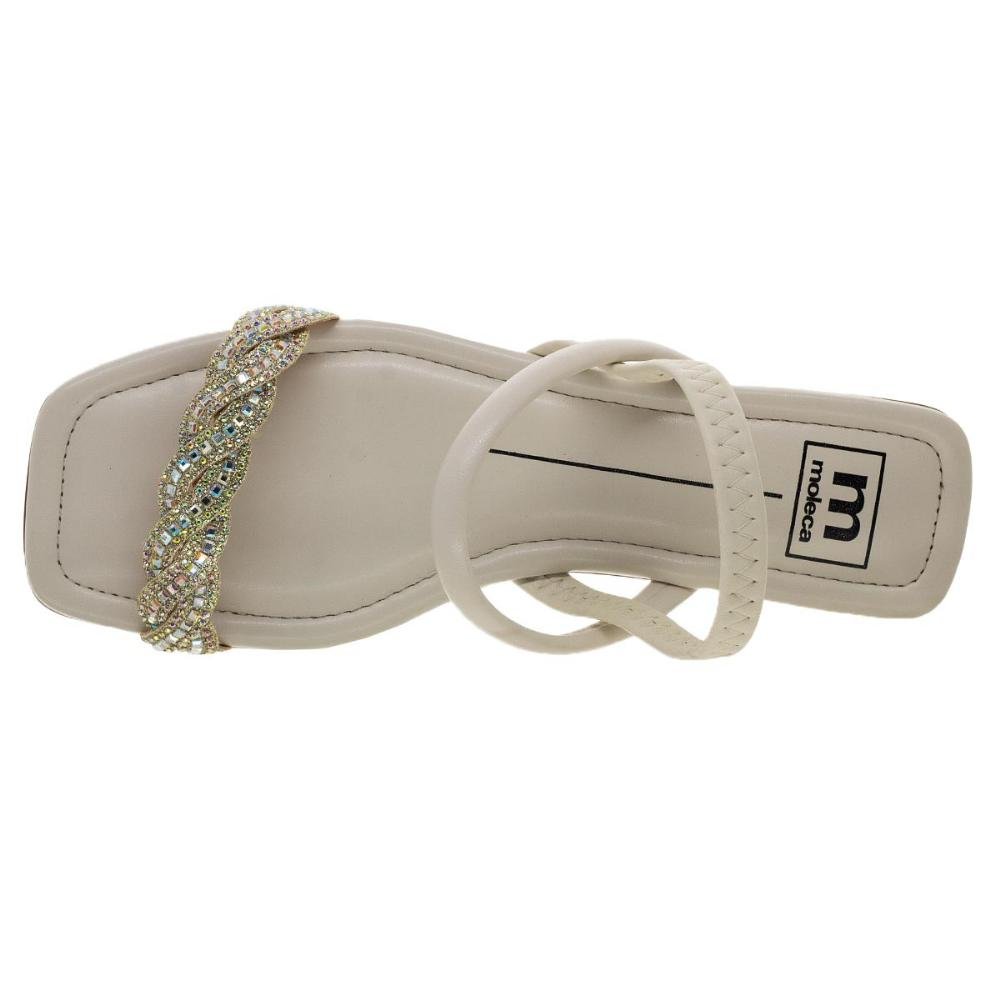 Sandália Rasteira Feminina Moleca 5462.132 Off Whithe Branco 3