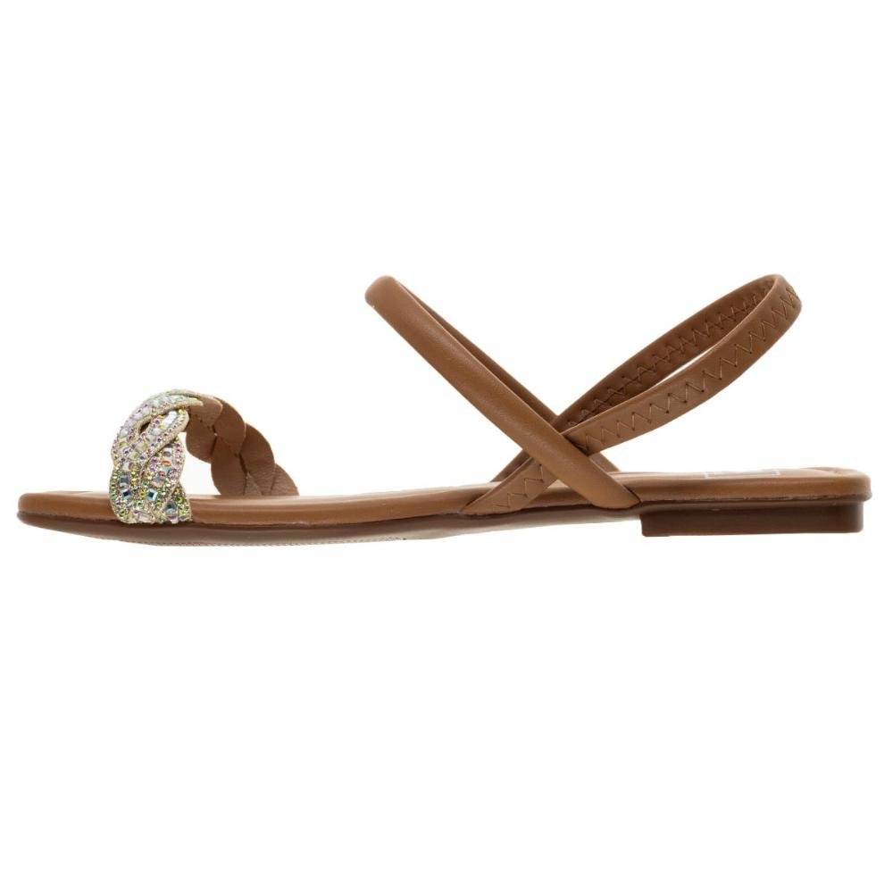 Sandália Rasteira Feminina Moleca 5462.132 Bege Marrom 2