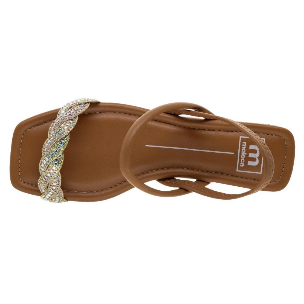 Sandália Rasteira Feminina Moleca 5462.132 Bege Marrom 3