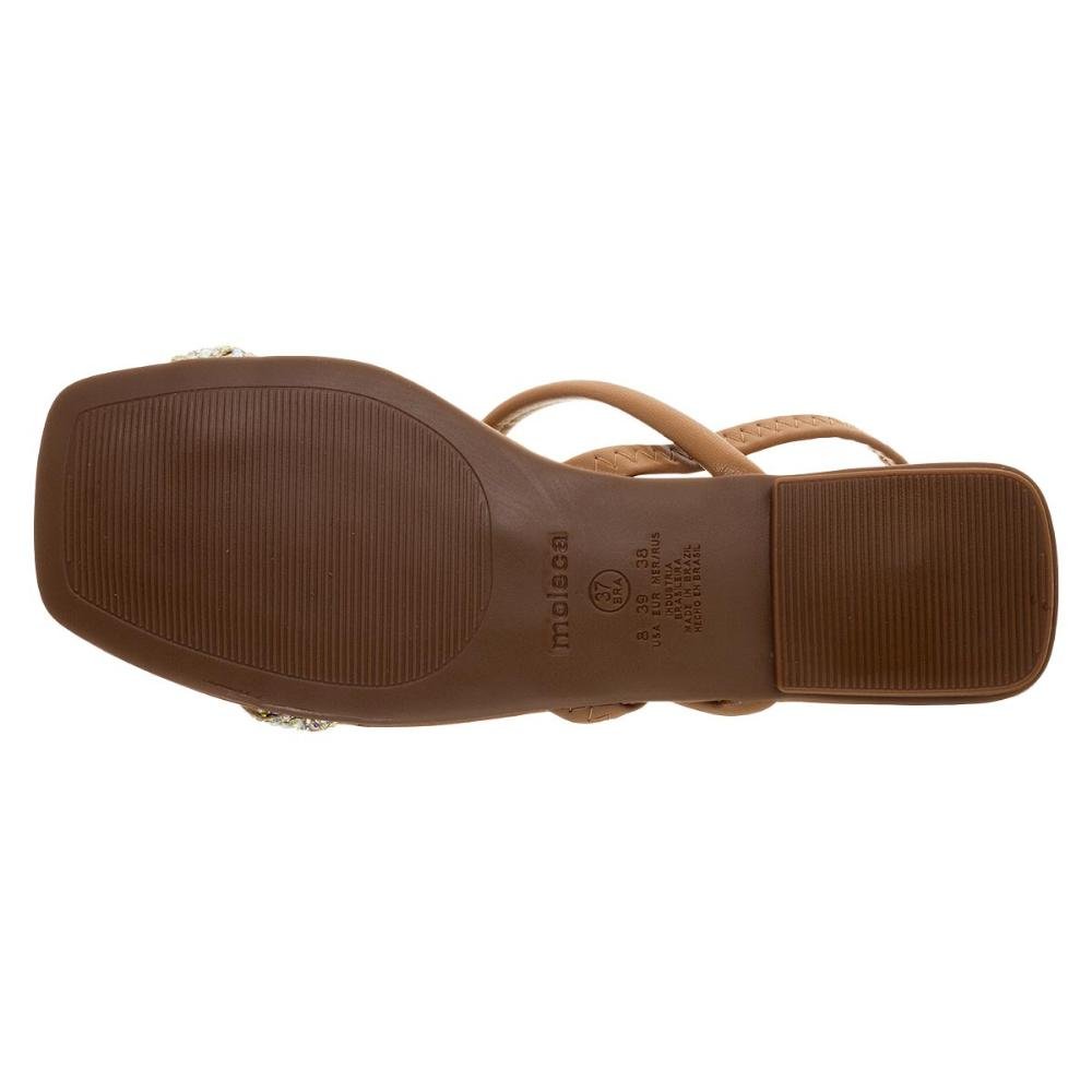 Sandália Rasteira Feminina Moleca 5462.132 Bege Marrom 4