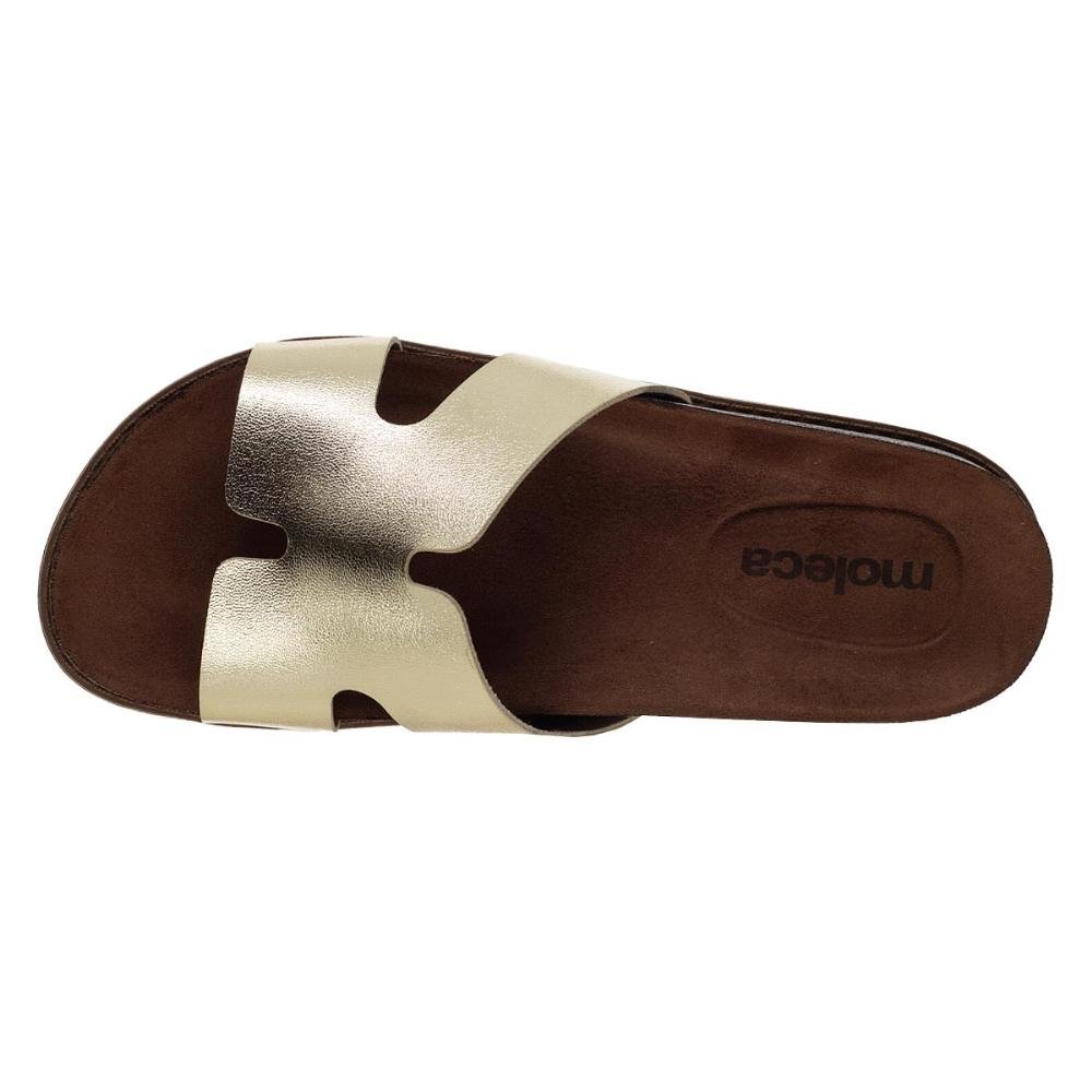 Tamanco Feminino Flat Tratorado Moleca 5500.100 Dourado Dourado 3