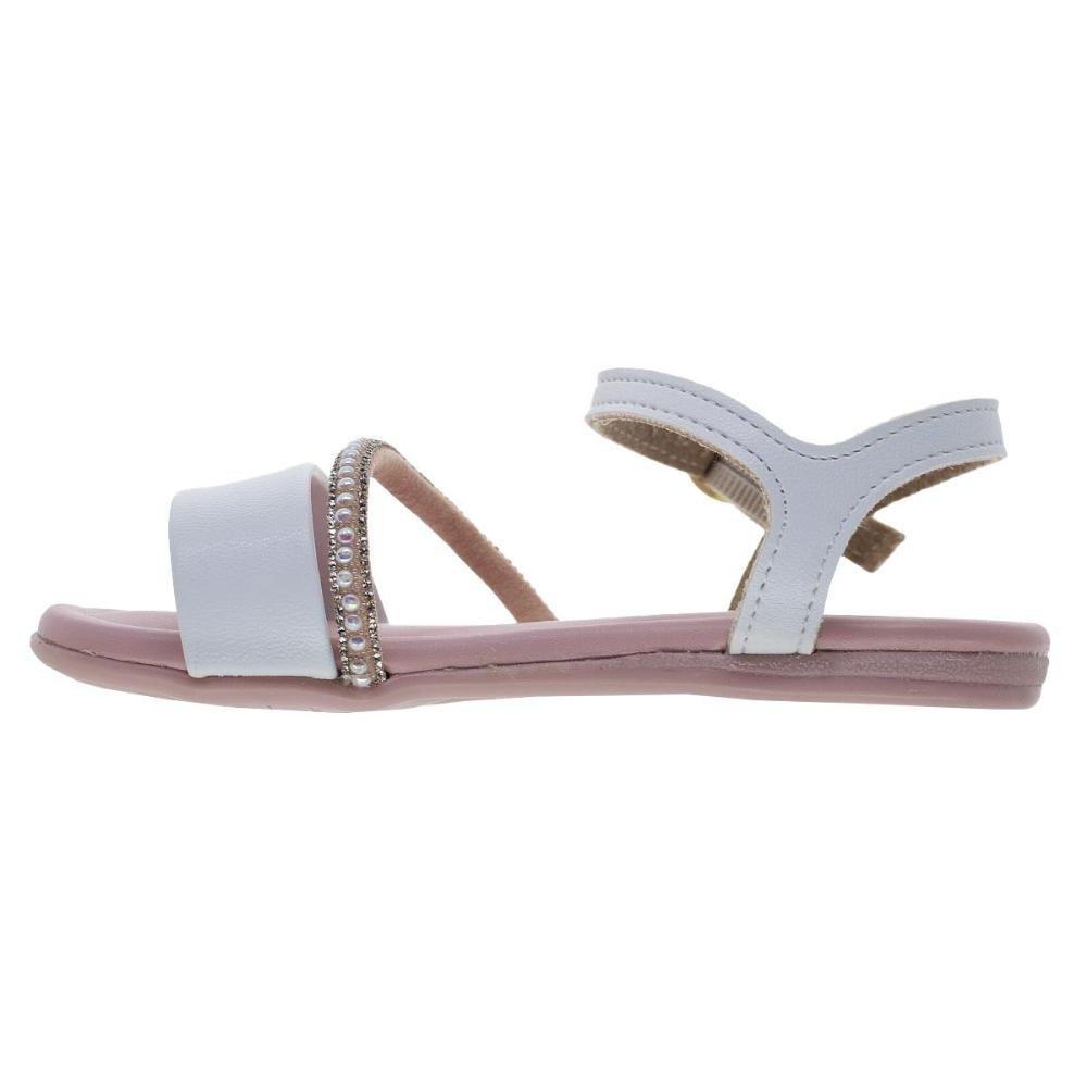 Sandália Rasteira Infantil Menina Molekinha 2114.277 Branco Branco 2