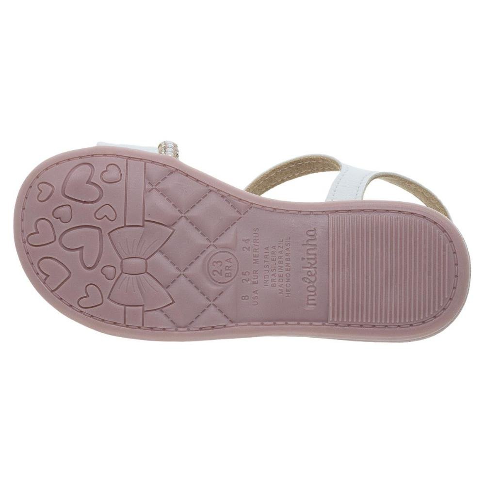 Sandália Rasteira Infantil Menina Molekinha 2114.277 Branco Branco 4